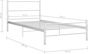 vidaXL Πλαίσιο Κρεβατιού Λευκό 90 x 200 εκ. Μεταλλικό