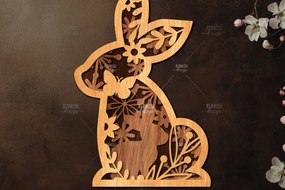Intra απο ξύλο plywood 3mm-4mm πάχος Τρισδιάστατη Πασχαλινό λαγουδάκι Δίασταση 15x15 cm INTRAFABR-116455712
