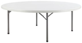 Τραπέζι Catering Στρογγυλό ArteLibre TILIA Πτυσσόμενο (Βαλίτσα) Λευκό/Γκρι HDPE/Μέταλλο Φ150x74cm