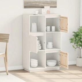 vidaXL Ντουλάπι Ψηλό Λευκό 74 x 35 x 117 εκ. από Μασίφ Ξύλο Πεύκου