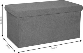 Σκαμπό-μπαούλο Forward pakoworld ύφασμα μπουκλέ ivory 76.5x38x37.5εκ