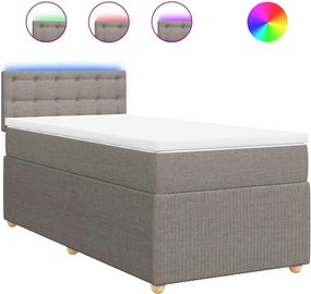 vidaXL Κρεβάτι Boxspring με Στρώμα Taupe 90x200 εκ. Υφασμάτινο