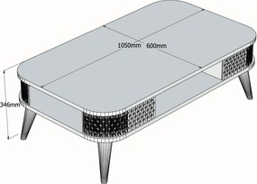 Τραπεζάκι Σαλονιού Τραβερτίνη DRADECO 105x60x35