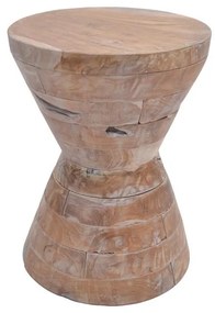 Βοηθητικό τραπέζι Zerlian Inart white wash μασίφ ξύλο teak Φ35x46εκ 35x35x46 εκ.
