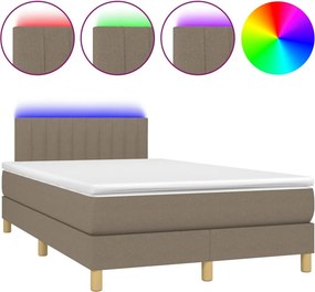 vidaXL Κρεβάτι Boxspring με Στρώμα &amp; LED Taupe 120x200 εκ. Υφασμάτινο