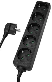 POWERTECH πολύπριζο PT-870, 5x schuko, 16A, 1,5m, μαύρο