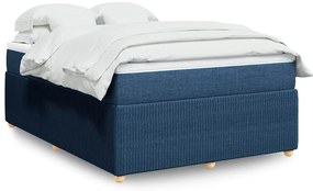 vidaXL Κρεβάτι Boxspring με Στρώμα Μπλε 140x190 εκ. Υφασμάτινο