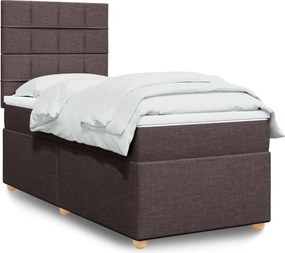 vidaXL Κρεβάτι Boxspring με Στρώμα Σκούρο Καφέ 100x200 εκ. Υφασμάτινο
