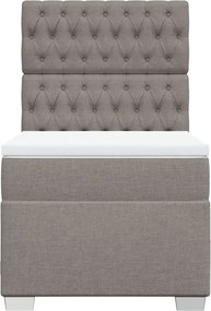 vidaXL Κρεβάτι Boxspring με Στρώμα Taupe 90x190 εκ.Υφασμάτινο