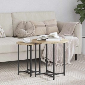 vidaXL Σετ βοηθητικά τραπεζάκια 2 pcs Βελανιδιά Σονομά και Μαύρο