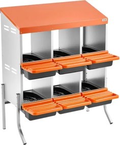 VEVOR Chicken Nesting Boxes, 6 Compartments, with Support Legs, Easy Egg Collection, Galvanized Steel and High-Strength Plastic, Roll Away Nesting Boxes for Chickens and Hens Laying Eggs, Orange