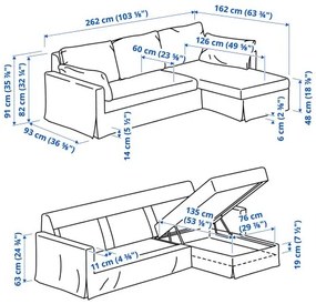 HYLTARP 3θέσιος κανπές με σεζλόνγκ, δεξιά 494.958.20