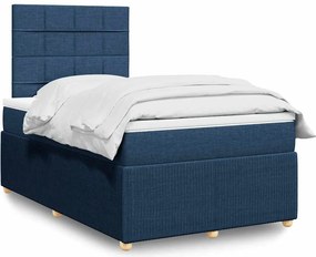vidaXL Κρεβάτι Boxspring με Στρώμα Μπλε 120x200 εκ. Υφασμάτινο