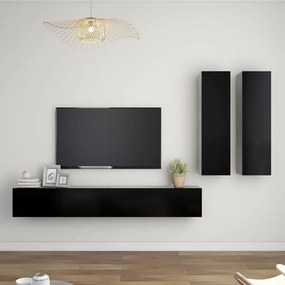 vidaXL Έπιπλα Τηλεόρασης Σετ 4 Τεμαχίων Μαύρο από Μοριοσανίδα