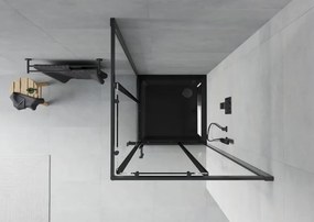 Mexen Rio τετράγωνη καμπίνα ντους 80 x 80 cm, διαφανής, μαύρη + δίσκος Flat,