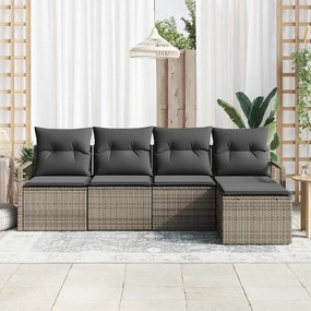 vidaXL Σετ Καναπέ Κήπου 5 pcs Γκρι Πολυ ράταν
