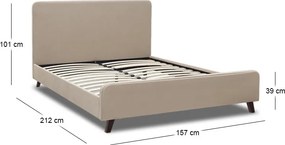 Κρεβάτι Ovelia Megapap υφασμάτινο χρώμα μπεζ 140x190εκ.