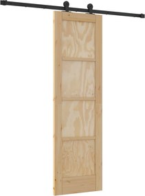 vidaXL Συρόμενη Πόρτα Φυσικό και Μαύρο 61 x 198,5 εκ.