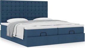 vidaXL Οθωμανικό κρεβάτι με στρώματα μπλε 160x200cm ύφασμα
