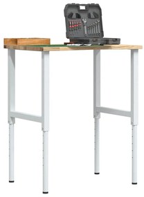 πάγκος εργασίας vidaXL 80x60x(71,5-98) cm Μασίφ Ξύλο Δρυς