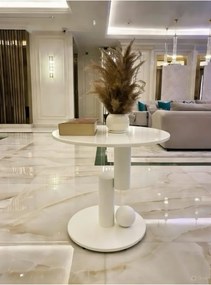Stewehome Μεταλλικό βοηθητικό τραπεζάκι οβάλ μοντέρνο Λευκό 39x52 cm