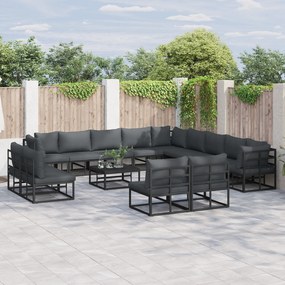 vidaXL Σετ Καναπέ Κήπου 13 pcs Μαύρο 353 x 353 x 71 εκ Αλουμίνιο