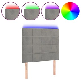 Κεφαλάρι Κρεβατιού LED Ανοιχτό Γκρι 80x5x118/128 εκ. Βελούδινο 3122454