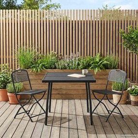 vidaXL Σετ Εξωτερικών Επίπλων 3 pcs Ανθρακί Σίδηρος και Χάλυβας