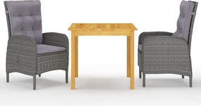 vidaXL Σετ Τραπεζαρίας Κήπου 3 Τεμαχίων Γκρι