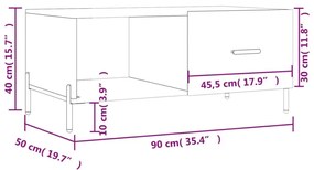 Τραπεζάκι Σαλονιού Γκρι Sonoma 90x50x40 εκ. Επεξεργασμένο Ξύλο - Γκρι