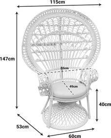 Πολυθρόνα Dorothy Inart με λευκό μαξιλάρι-λευκό rattan 115x53x147εκ