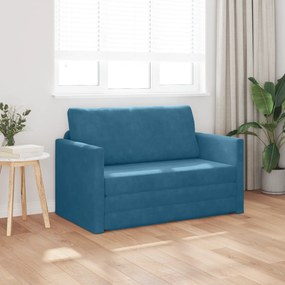 vidaXL Καναπές Δαπέδου Κρεβάτι 2-σε-1 Μπλε 124x204x61 cm Βελούδο