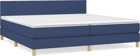 vidaXL Κρεβάτι Boxspring με Στρώμα Μπλε 200x200 εκ. Υφασμάτινο