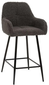 Σκαμπό Μπαρ Strike HM8592.01 Μεσαίου Ύψους 50x50x94,5cm Με Ύφασμα Teddy Grey Metal, Fabric