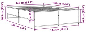 ΠΛΑΙΣΙΟ ΚΡΕΒΑΤΙΟΥ ΚΑΠΝΙΣΤΗ ΔΡΥΣ 140X190ΕΚ. ΕΠΕΞ. ΞΥΛΟ &amp; ΜΕΤΑΛΛΟ 3279899