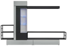 Σύνθεση Τηλεόρασης Με Φως Led Naroi 161366119 300x35x180cm Grey-Black