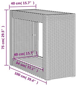 Τραπέζι Κήπου με Ξύλινη Επιφάνεια Μαύρο 100x40x75 εκ Συνθ Ρατάν - Μαύρο