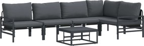 vidaXL Σετ Καναπέ Κήπου με μαξιλάρι 6 pcs Μαύρο Ατσάλι