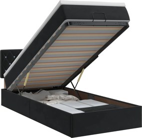 vidaXL Κρεβάτι Ottoman με στρώμα Μαύρο 100 x 200 cm Βελούδο