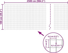 vidaXL Συρματόπλεγμα Γκρι 25 x 1 μ. Ατσάλινο