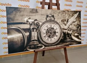 Ρολόι με εικόνα από το παρελθόν σε σχέδιο σέπια - 120x60