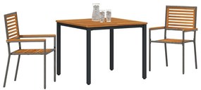 vidaXL Σέτ φαγητού για κήπο 3 pcs Γκρι 90 x 90 x 75 cm συνθετικό ρατάν
