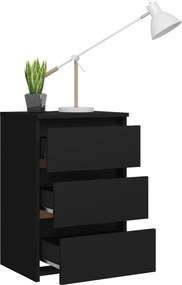 vidaXL Κομοδίνο Μαύρο 40 x 35 x 62,5 εκ. από Επεξ. Ξύλο