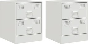 vidaXL Κομοδίνα 2 τεμ. Λευκό 34,5 x 39 x 44 εκ. από Χάλυβα