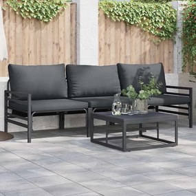 vidaXL Σετ Καναπέ Κήπου με μαξιλάρι 3 pcs Μαύρο Ατσάλι