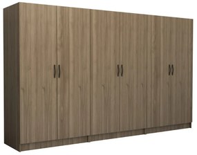 Ντουλάπα ρούχων Victoria Megapap εξάφυλλη χρώμα καρυδί 300x60x181εκ.-GP100-0095,3