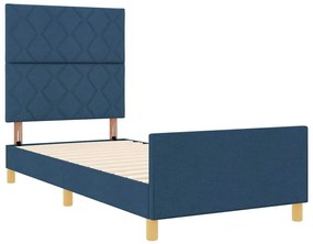 vidaXL Σκελετός Κρεβατιού με κεφαλάρι Μπλε 90 x 200 cm ύφασμα