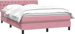 vidaXL Box Spring κρεβάτι με στρώμα ροζ 140x220 cm Βελούδινο
