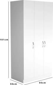 Τριφυλλη Ντουλαπα Λευκο FRN 50x90x181