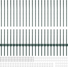vidaXL Στύλος Περιφράξεων 22 pcs Πράσινο 140 cm Ατσάλι